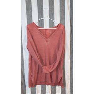 Pink/Red American Eagle Oversized Long Sleeve Tee